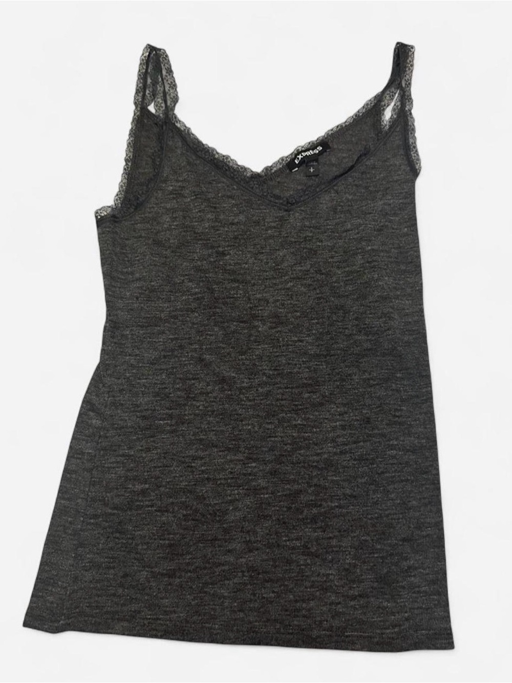 Express Grey Lace-Trim V-Neck Cami NWOT